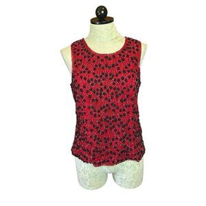 Pave VTG Embellished Beaded Sleeveless Tank Blouse Red Glam Womens M‎ Red Shell